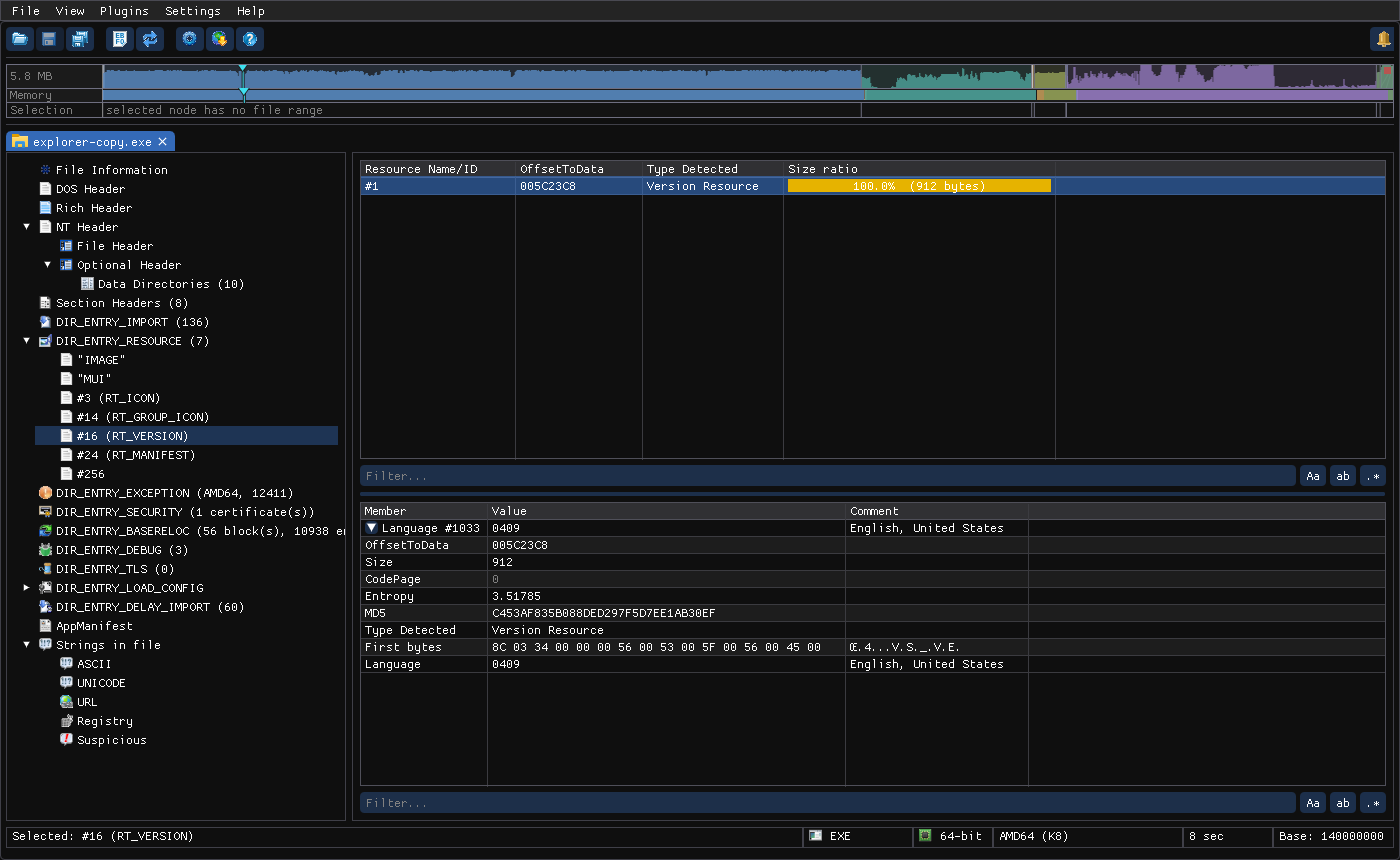 Resource view with version resource details